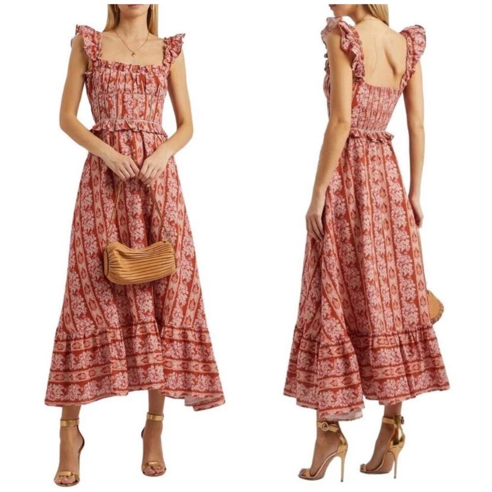 House of Harlow 1960 Helena Maxi Dress M Red‎ Boho Prairie Cottagecore Floral